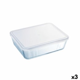 Prostokątne pudełko na lunch z pokrywką Pyrex Cook&freeze 28 x 23 x 10 cm 4,2 L Przezroczysty Szkło Silikon (3 Sztuk)