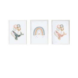 Zestaw 3 obrazów Crochetts Wielokolorowy Drewno MDF 33 x 43 x 2 cm Tęcza Wieloryba (3 Części)
