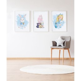 Zestaw 3 obrazów Crochetts Alice Wielokolorowy Drewno MDF 33 x 43 x 2 cm Kvety Królik Dziewczyna (3 Części)
