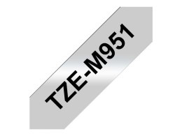 TZE-M951 LAMINATED TAPE 24MM/8M BLACK ON SILVER/METALLIC MATT