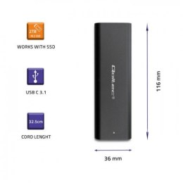Qoltec Obudowa | kieszeń do dysków M.2 SATA SSD | NGFF | USB typ C