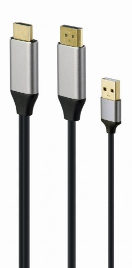 Adapter HDMI męski do DisplayPort męski + USB-A męski 4K Gembird A-HDMIM-DPM-01 czarny