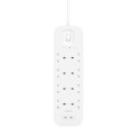 POWER STRIP WITH OVERVOLTAGE/PROTECTION 8 SOCKETS WITH 2 X US