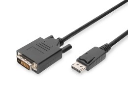 Kabel DP/DVI-D (24+1) M/M z zatrzaskiem czarny 3m Displayport 1080p 60Hz FHD