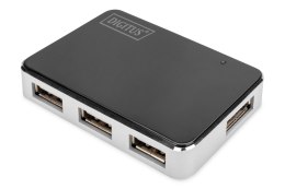 HUB 4-portowy USB 2.0 HighSpeed aktywny, czarno-srebrny