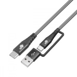 Kabel 2w1: USB C - USB C z nakładką USB A, 1.2 m