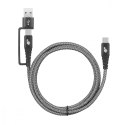 Kabel 2w1: USB C - USB C z nakładką USB A, 1.2 m