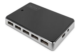 HUB 10-portowy USB 2.0 HighSpeedaktywny, czarno-srebrny