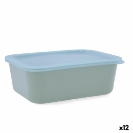 Prostokątne pudełko na lunch z pokrywką Quid Inspira 1,34 L Kolor Zielony Plastikowy (12 Sztuk)