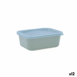 Prostokątne pudełko na lunch z pokrywką Quid Inspira 380 ml Kolor Zielony Plastikowy (12 Sztuk)
