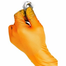 Rękawice jednorazowego użytku JUBA Grippaz Pudełko Bez pudru Pomarańczowy Nitryl (50 Sztuk) - 8