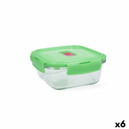 Hermetyczne pudełko na lunch Luminarc Pure Box Holy Kolor Zielony Szkło Kwadratowy 760 ml (6 Sztuk)