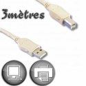 Kabel USB 2.0 A na USB B Lineaire 3 m Beżowy