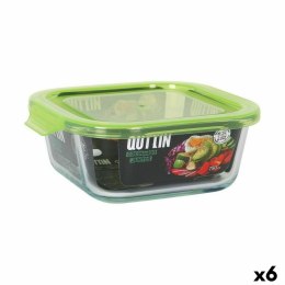 Kwadratowe pudełko na lunch z pokrywką Quttin Kolor Zielony 750 ml (6 Sztuk)