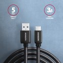 BUCM3-AM15AB Kabel USB-C - USB-A, 1.5m, USB 3.2 Gen 1 3A, ALU, oplot, czarny