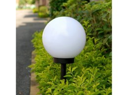 Solarna lampa wolnostojąca ogrodowa GreenBlue, kula 15x15x48cm, bialy LED, GB121