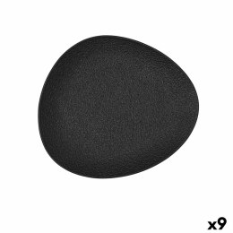 Płaski Talerz Bidasoa Fosil Czarny Ceramika Owalne 22,8 x 20,1 x 2,2 cm (9 Sztuk)