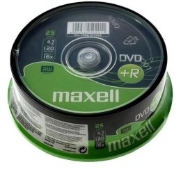 MAXELL DVD+R 4,7GB, 25 szt. w opakowaniu SHRINK. Prędkość zapisu 16X, 120 min. Przeznaczenie nagrywanie Multimediów.