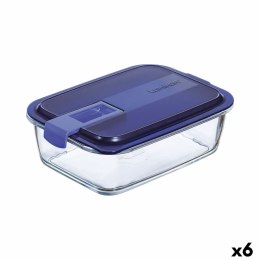 Hermetyczne pudełko na lunch Luminarc Easy Box Niebieski Szkło (6 Sztuk) (1,22 L)