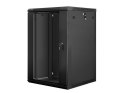 Szafa instalacyjna wisząca 19 cali 18U 600X600mm czarna (drzwi szklane)