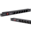 Listwa zasilająca PDU do RACK 19" | 1U | 16A | 6xSchuko | 1.8m