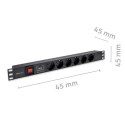 Listwa zasilająca PDU do RACK 19" | 1U | 16A | 6xSchuko | 1.8m