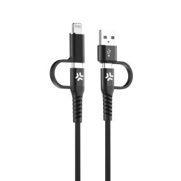 Kabel USB do USB-C i Lightning Celly USBC4IN1BK Czarny 2 m