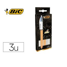 Długopis z płynnym atramentem Bic 992580 1 mm Wielokolorowy Złoty (3 Części)
