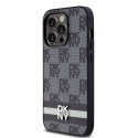 DKNY DKHCP14LPCPTSSK iPhone 14 Pro 6.1" czarny/black hardcase Leather Checkered Mono Pattern & Printed Stripes