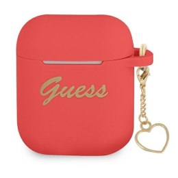 Guess GUA2LSCHSR AirPods 1/2 cover czerwony/red Silicone Charm Heart Collection