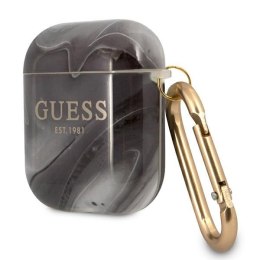 Guess GUA2UNMK AirPods 1/2 cover czarny/black Marble Collection