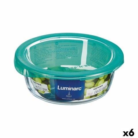 Okrągłe pudełko na lunch z pokrywką Luminarc Keep'n Lagon 920 ml 15,6 x 6,6 cm Turkusowy Szkło (6 Sztuk)