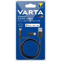 Kabel USB do Micro USB i Lightning Varta 57943101401 1 m