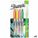 Zestaw markerów Sharpie Neon Wielokolorowy 4 Części 1 mm (12 Sztuk)