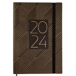 Kalendarz książkowy Finocam Dynamic Casual Trendy 2024 Czarny Złoty A5 14 x 20,4 cm