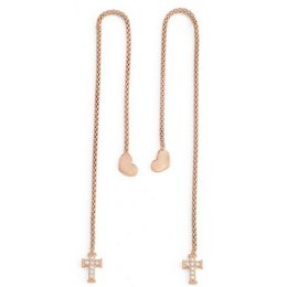 Kolczyki Damskie Amen CUORE CROCE CRISTALLI ROSE GOLD