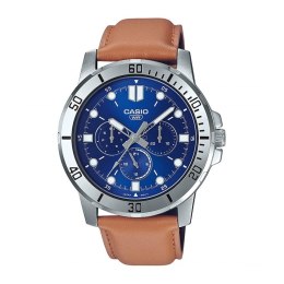 Zegarek Męski Casio DIVER MULTIFUCTION STEEL, TAN BROWN LEATHER - BLUE Beżowy (Ø 45 mm)