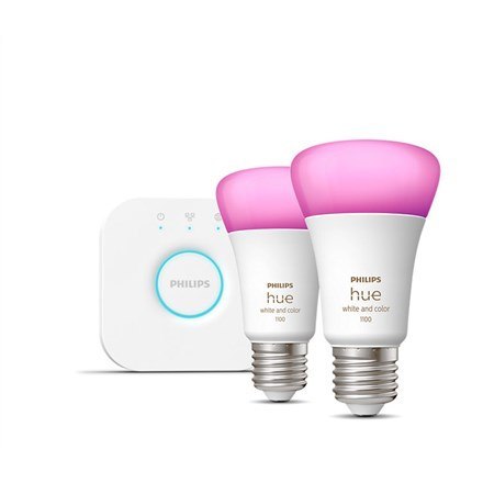 Zestaw startowy Philips Hue HueWCA 2 szt., mostek | E27 | 11 W | Światło białe i kolorowe, 2000K-6500K +16 milionów kolorów | Bl