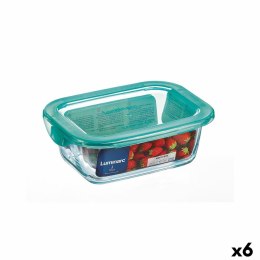 Prostokątne pudełko na lunch z pokrywką Luminarc Keep'n Lagon 18,5 x 13 x 6,6 cm Turkusowy 1,22 L Szkło (6 Sztuk)