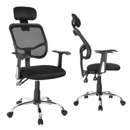 Siatkowe ergonomiczne krzesło biurowe Ergo Office, z wysokim oparciem, regulowany zagłówek, max 150kg, ER-413