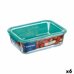 Prostokątne pudełko na lunch z pokrywką Luminarc Keep'n Lagon 16 x 11,3 x 6 cm Turkusowy 820 ml Szkło (6 Sztuk)