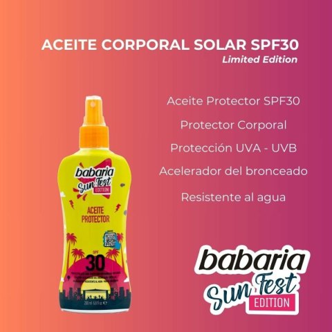 Olejek Chroniący Włosy Babaria Sun Fest Spf 30 200 ml Olejek Edycja limitowana