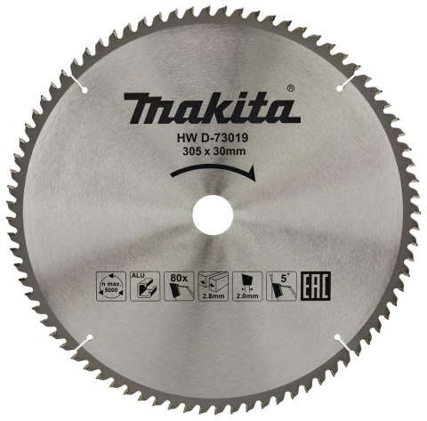 Tarcza tnąca MAKITA D-73019 do aluminium, Standard T.C.T, 305 x 30 mm, 80Z