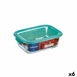 Prostokątne pudełko na lunch z pokrywką Luminarc Keep'n Lagon Turkusowy 1,97 l 22 x 15,6 x 7,2 cm Szkło (6 Sztuk)