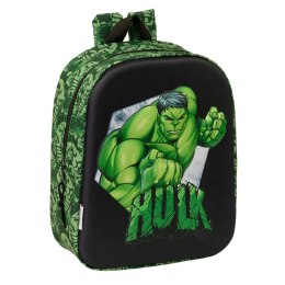 Plecak szkolny Hulk Czarny Kolor Zielony 22 x 27 x 10 cm 3D