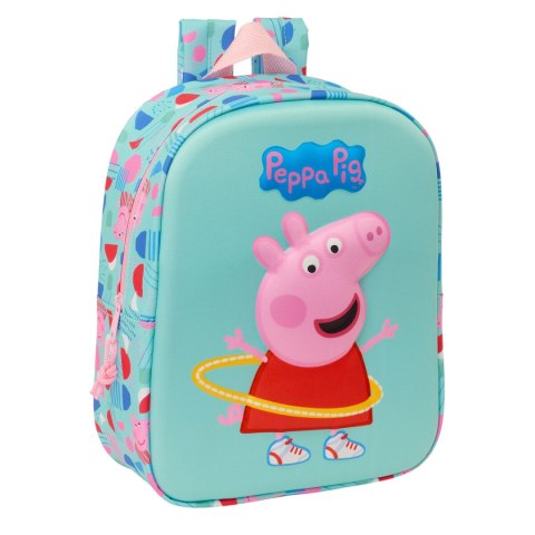 Plecak szkolny Peppa Pig Kolor Zielony Różowy 22 x 27 x 10 cm 3D