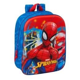 Plecak szkolny Spider-Man Czerwony Granatowy 22 x 27 x 10 cm 3D