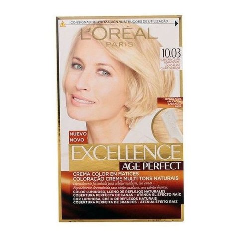 Trwała Koloryzacja Przeciwstarzeniowa Excellence Age Perfect L'Oreal Make Up Excellence Age Perfect Jasny Złocisty Blond Nº 9.0-
