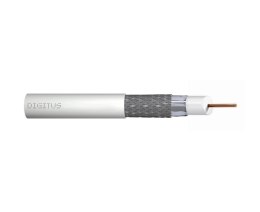 Kabel koncentryczny DIGITUS RG-6, 75 Ohm, ekran (2x folia +oplot 77%), Eca, PVC, 500m, biały, szpula