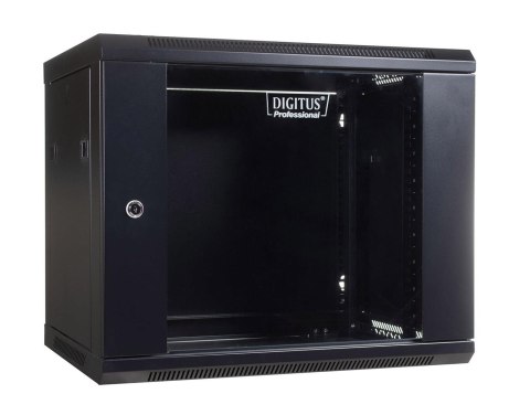 Szafa sieciowa wisząca 19" 9U rack 600x450, drzwi szyba, szara, niedzielona, niezłożona, 60kg